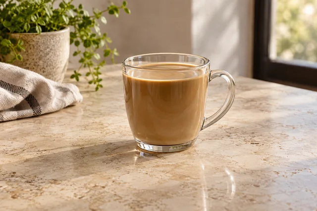 Cafea cu lapte într-un pahar