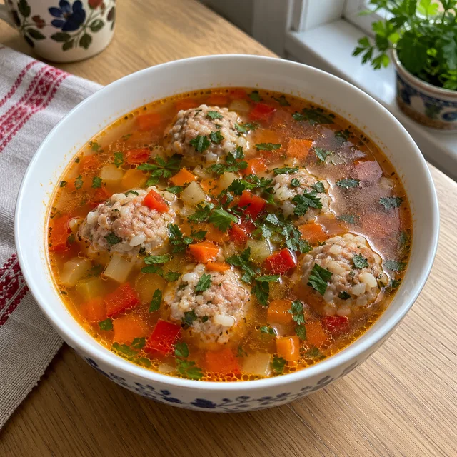 Ciorbă de perișoare cu legume și verdeață