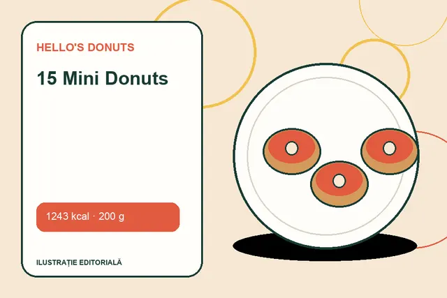 15 Mini Donuts de la Hello's Donuts — ilustrație editorială unică