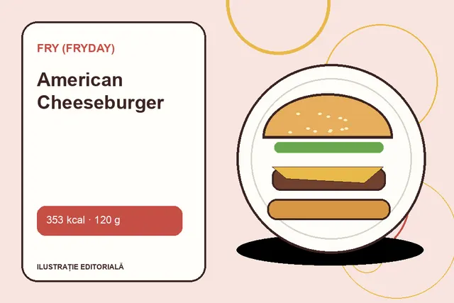 American Cheeseburger de la FRY (FryDay) — ilustrație editorială unică