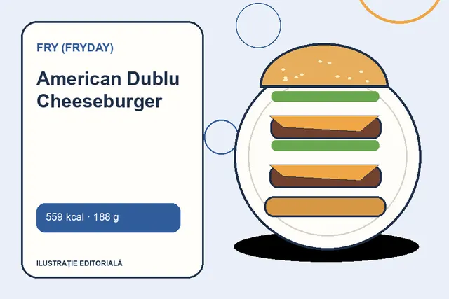 American Dublu Cheeseburger de la FRY (FryDay) — ilustrație editorială unică