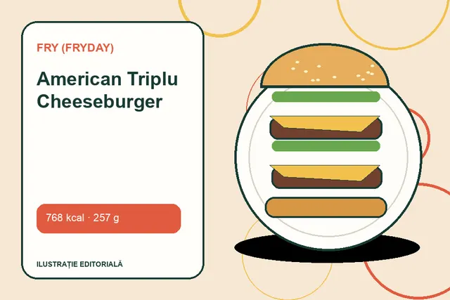 American Triplu Cheeseburger de la FRY (FryDay) — ilustrație editorială unică