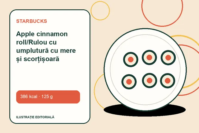 Apple cinnamon roll/Rulou cu umplutură cu mere și scorțișoară de la Starbucks — ilustrație editorială unică