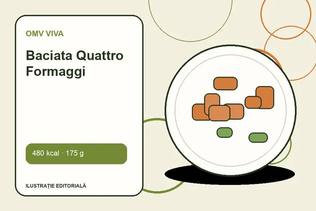 Baciata Quattro Formaggi de la OMV VIVA — ilustrație editorială unică