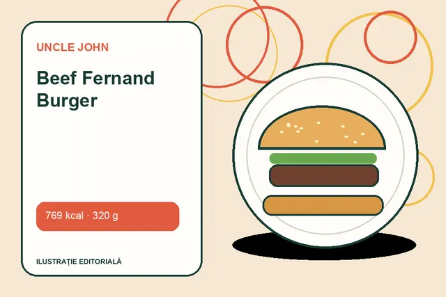 Beef Fernand Burger de la Uncle John — ilustrație editorială unică