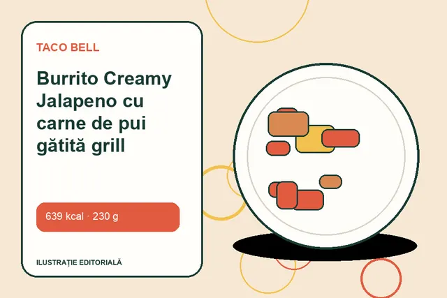 Burrito Creamy Jalapeno cu carne de pui gătită grill de la Taco Bell — ilustrație editorială unică
