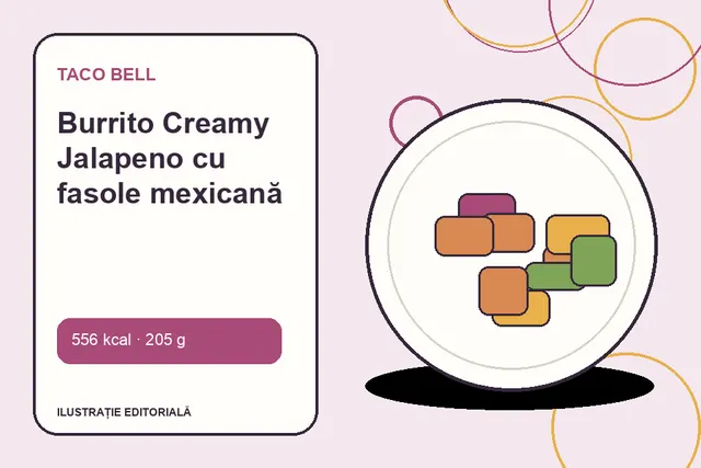 Burrito Creamy Jalapeno cu fasole mexicană de la Taco Bell — ilustrație editorială unică