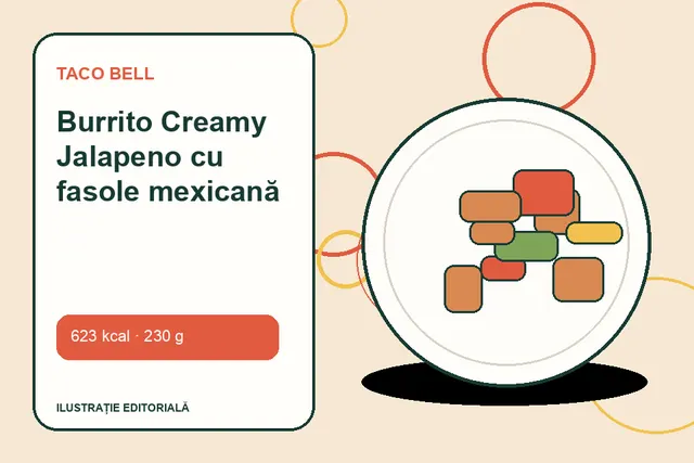 Burrito Creamy Jalapeno cu fasole mexicană de la Taco Bell — ilustrație editorială unică