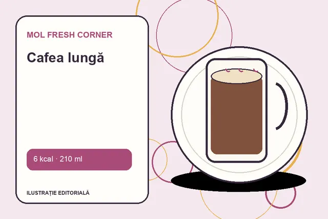 Cafea lungă de la MOL Fresh Corner — ilustrație editorială unică