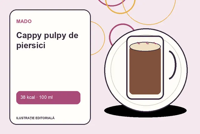 Cappy pulpy de piersici de la MADO — ilustrație editorială unică