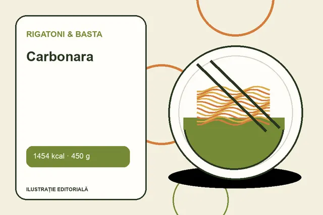 Carbonara de la Rigatoni & Basta — ilustrație editorială unică