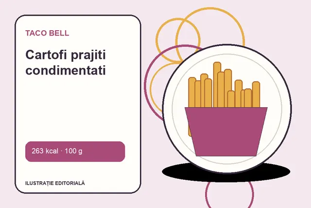 Cartofi prajiti condimentati de la Taco Bell — ilustrație editorială unică