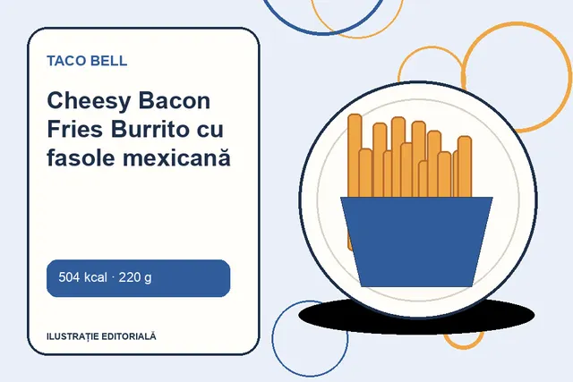 Cheesy Bacon Fries Burrito cu fasole mexicană de la Taco Bell — ilustrație editorială unică