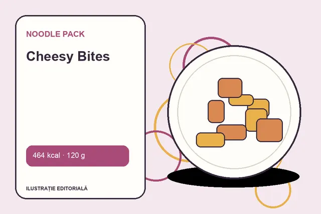 Cheesy Bites de la Noodle Pack — ilustrație editorială unică