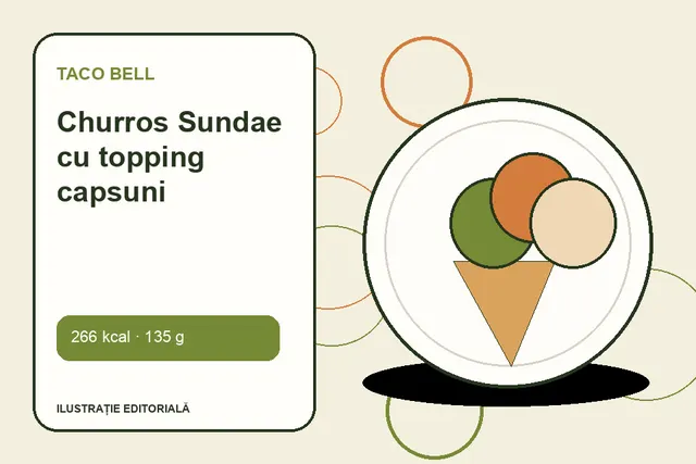 Churros Sundae cu topping capsuni de la Taco Bell — ilustrație editorială unică