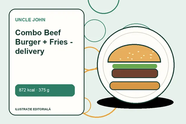 Combo Beef Burger + Fries - delivery de la Uncle John — ilustrație editorială unică