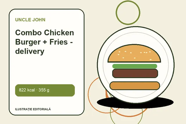 Combo Chicken Burger + Fries - delivery de la Uncle John — ilustrație editorială unică