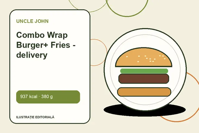 Combo Wrap Burger+ Fries - delivery de la Uncle John — ilustrație editorială unică