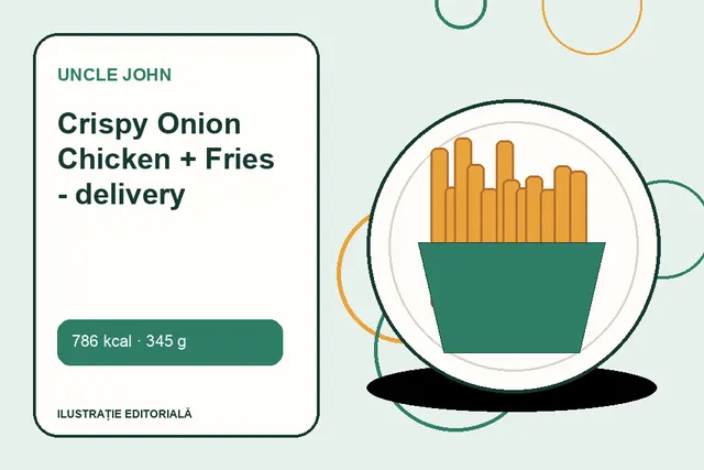Crispy Onion Chicken + Fries - delivery de la Uncle John — ilustrație editorială unică