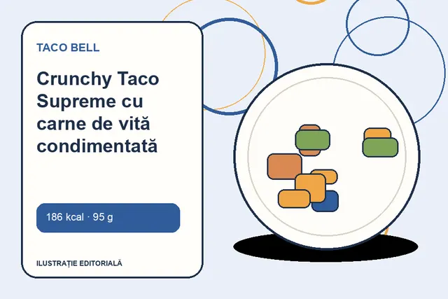 Crunchy Taco Supreme cu carne de vită condimentată de la Taco Bell — ilustrație editorială unică