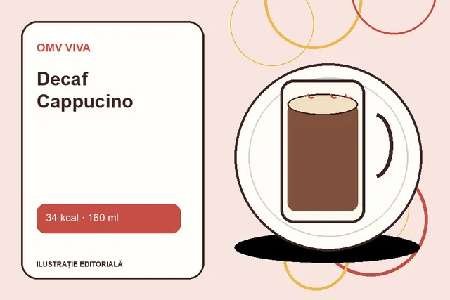 Decaf Cappucino de la OMV VIVA — ilustrație editorială unică