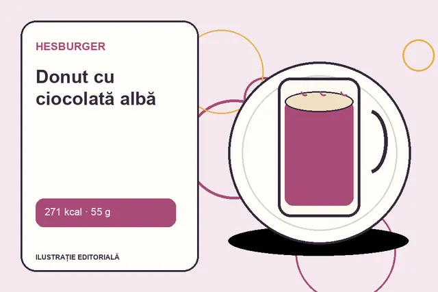 Donut cu ciocolată albă de la Hesburger — ilustrație editorială unică