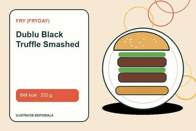 Dublu Black Truffle Smashed de la FRY (FryDay) — ilustrație editorială unică