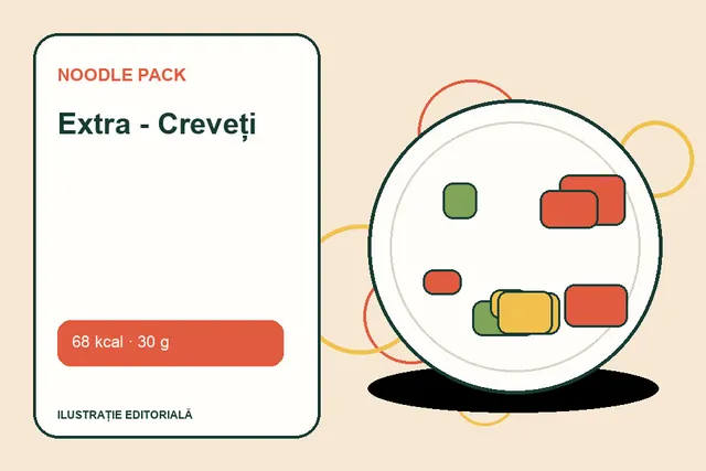 Extra - Creveți de la Noodle Pack — ilustrație editorială unică