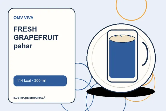 FRESH GRAPEFRUIT pahar de la OMV VIVA — ilustrație editorială unică