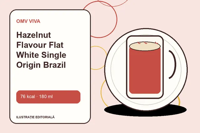 Hazelnut Flavour Flat White Single Origin Brazil de la OMV VIVA — ilustrație editorială unică