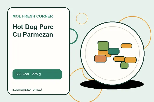Hot Dog Porc Cu Parmezan de la MOL Fresh Corner — ilustrație editorială unică