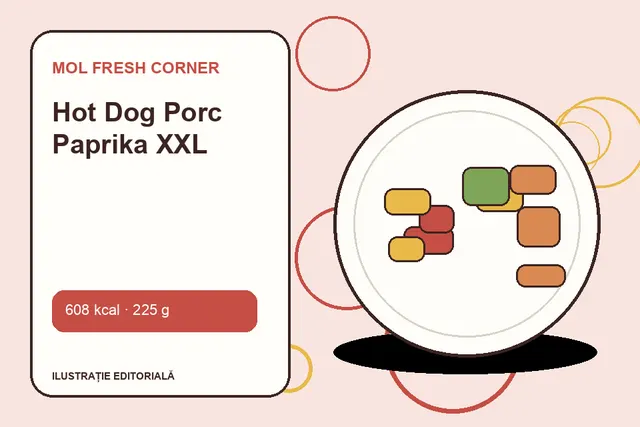 Hot Dog Porc Paprika XXL de la MOL Fresh Corner — ilustrație editorială unică