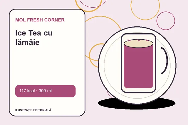 Ice Tea cu lămâie de la MOL Fresh Corner — ilustrație editorială unică