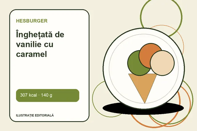 Înghețată de vanilie cu caramel de la Hesburger — ilustrație editorială unică