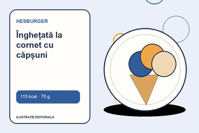 Înghețată la cornet cu căpșuni de la Hesburger — ilustrație editorială unică