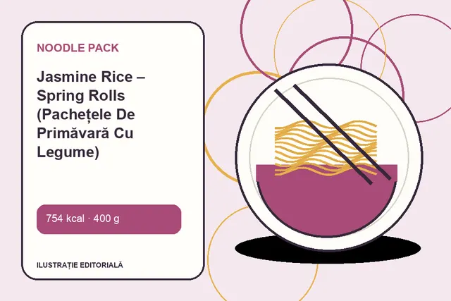 Jasmine Rice – Spring Rolls (Pachețele De Primăvară Cu Legume) de la Noodle Pack — ilustrație editorială unică