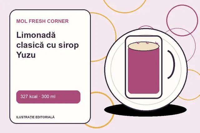 Limonadă clasică cu sirop Yuzu de la MOL Fresh Corner — ilustrație editorială unică