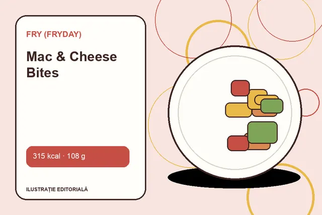 Mac & Cheese Bites de la FRY (FryDay) — ilustrație editorială unică