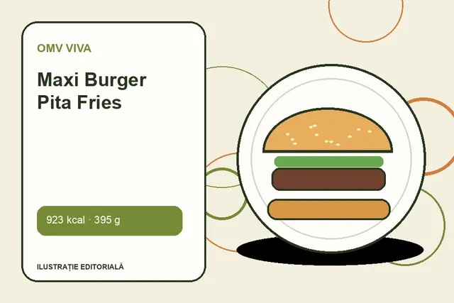 Maxi Burger Pita Fries de la OMV VIVA — ilustrație editorială unică