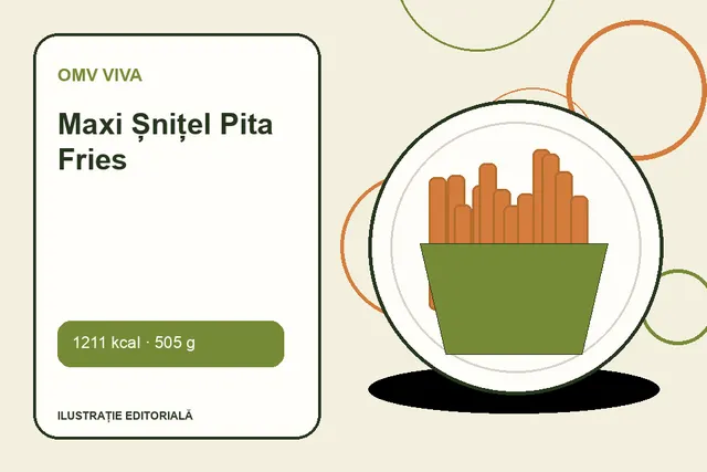 Maxi Șnițel Pita Fries de la OMV VIVA — ilustrație editorială unică