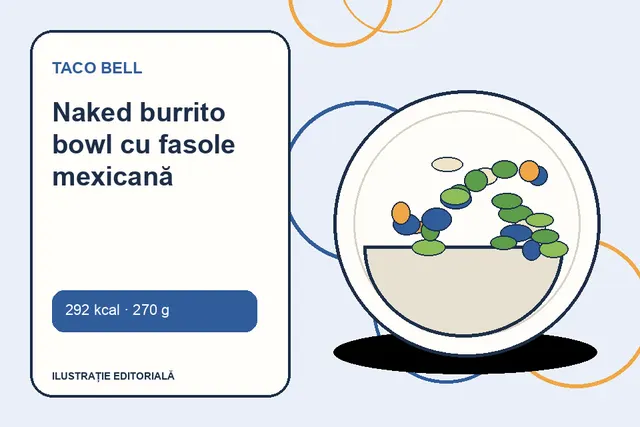 Naked burrito bowl cu fasole mexicană de la Taco Bell — ilustrație editorială unică