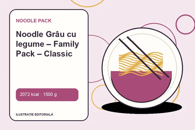 Noodle Grâu cu legume – Family Pack – Classic de la Noodle Pack — ilustrație editorială unică