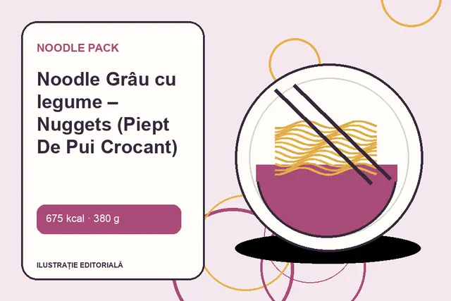 Noodle Grâu cu legume – Nuggets (Piept De Pui Crocant) de la Noodle Pack — ilustrație editorială unică