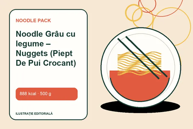 Noodle Grâu cu legume – Nuggets (Piept De Pui Crocant) de la Noodle Pack — ilustrație editorială unică