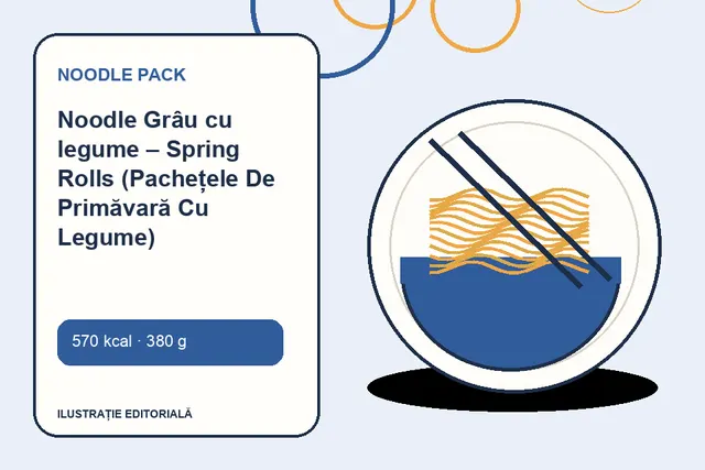 Noodle Grâu cu legume – Spring Rolls (Pachețele De Primăvară Cu Legume) de la Noodle Pack — ilustrație editorială unică