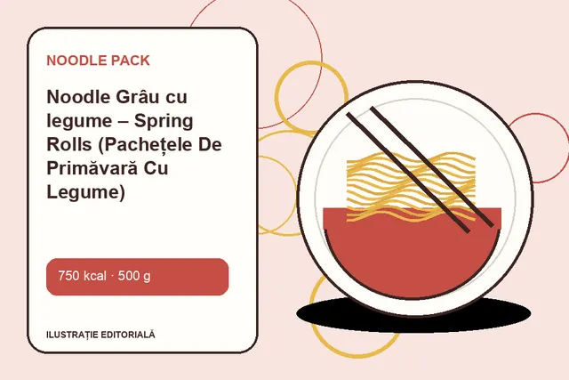 Noodle Grâu cu legume – Spring Rolls (Pachețele De Primăvară Cu Legume) de la Noodle Pack — ilustrație editorială unică