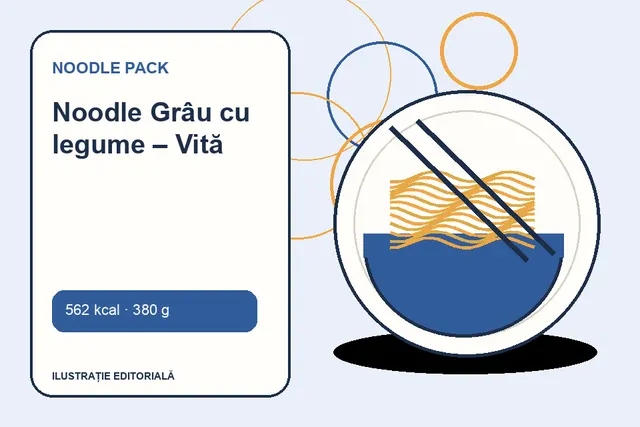 Noodle Grâu cu legume – Vită de la Noodle Pack — ilustrație editorială unică