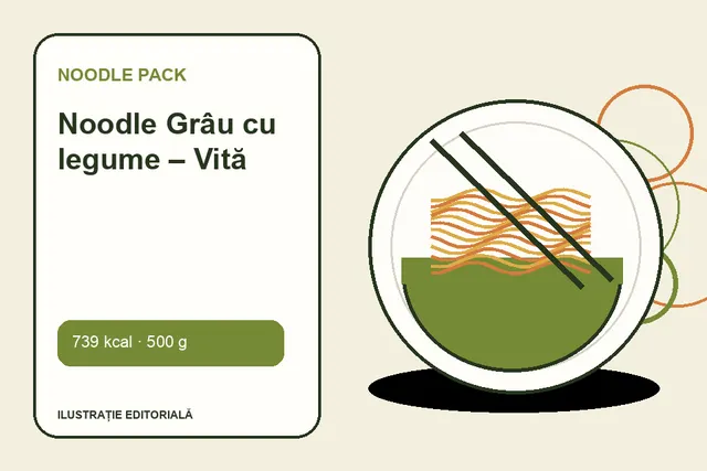 Noodle Grâu cu legume – Vită de la Noodle Pack — ilustrație editorială unică