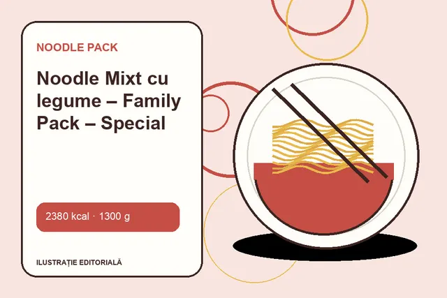 Noodle Mixt cu legume – Family Pack – Special de la Noodle Pack — ilustrație editorială unică