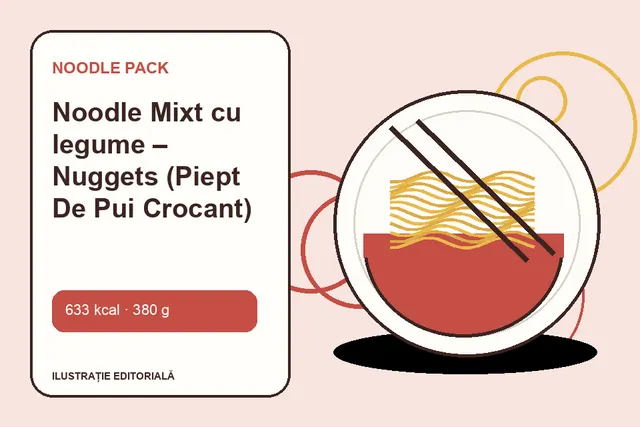 Noodle Mixt cu legume – Nuggets (Piept De Pui Crocant) de la Noodle Pack — ilustrație editorială unică
